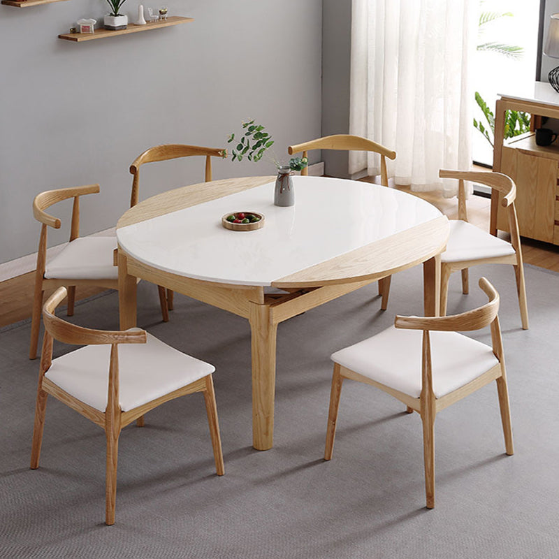 Modern Extendable Furniture Round White Sintered Stone Dining Table with 4 Legs