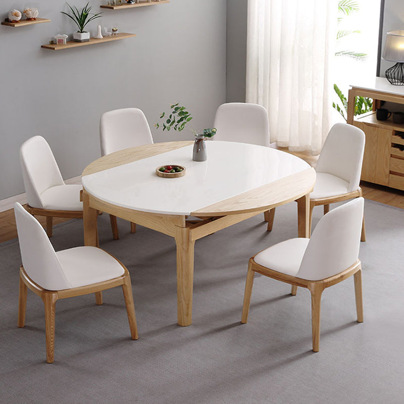 Modern Extendable Furniture Round White Sintered Stone Dining Table with 4 Legs