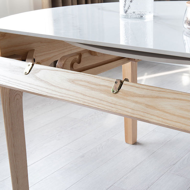 Modern Extendable Furniture Round White Sintered Stone Dining Table with 4 Legs