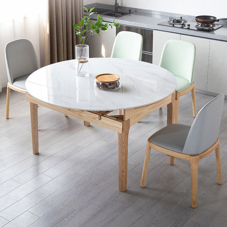 Modern Extendable Furniture Round White Sintered Stone Dining Table with 4 Legs