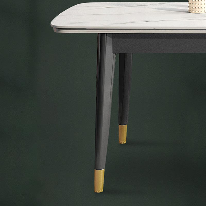 4-foot Metal Table Rectangle Stone Top Traditional Luxury Dining Site Table