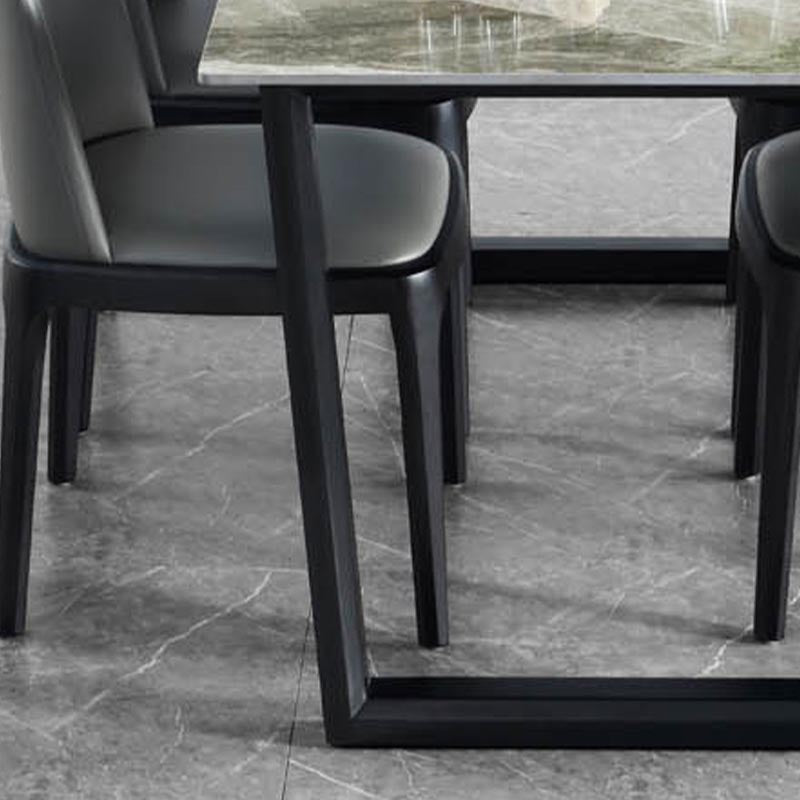 Modern Sled Dining Table Grey Stone Rectangle Home Kitchen Dinner Furniture