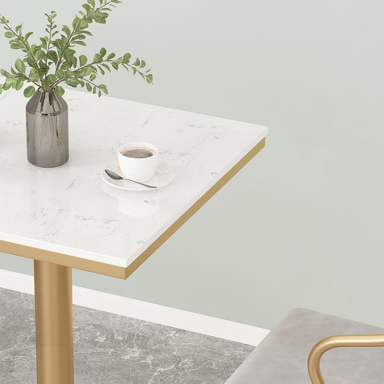 Metal Traditional Luxury Round Table White Stone Top Table with Pedestal Base