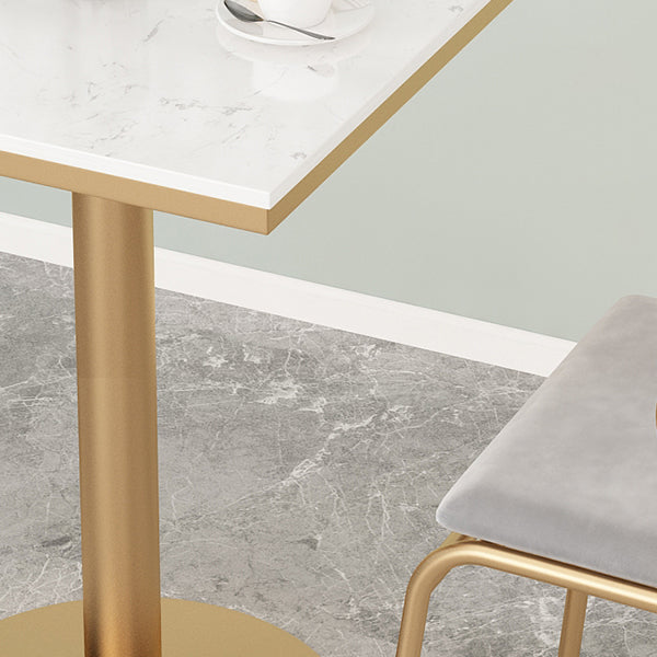 Metal Traditional Luxury Round Table White Stone Top Table with Pedestal Base