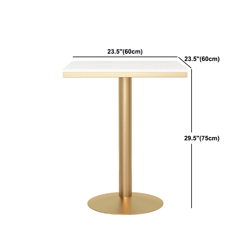 Metal Traditional Luxury Round Table White Stone Top Table with Pedestal Base