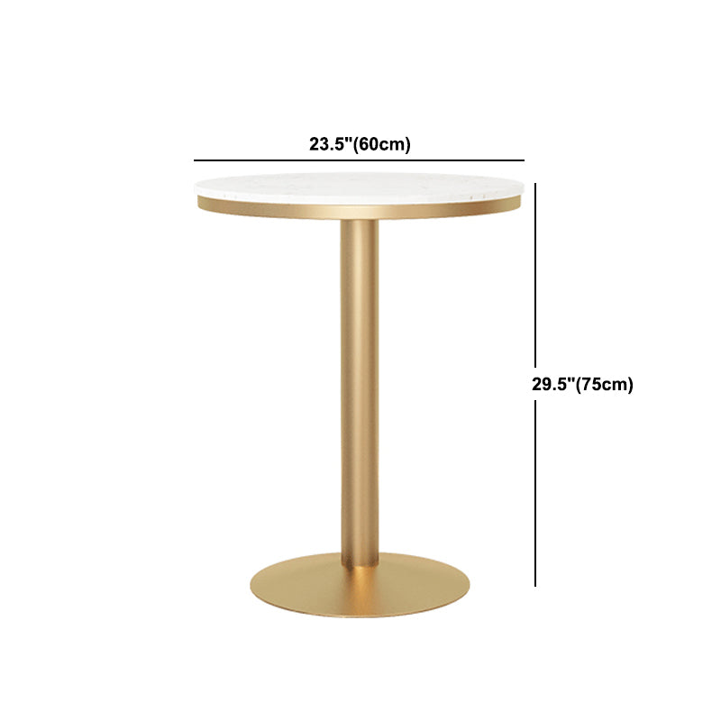 Metal Traditional Luxury Round Table White Stone Top Table with Pedestal Base