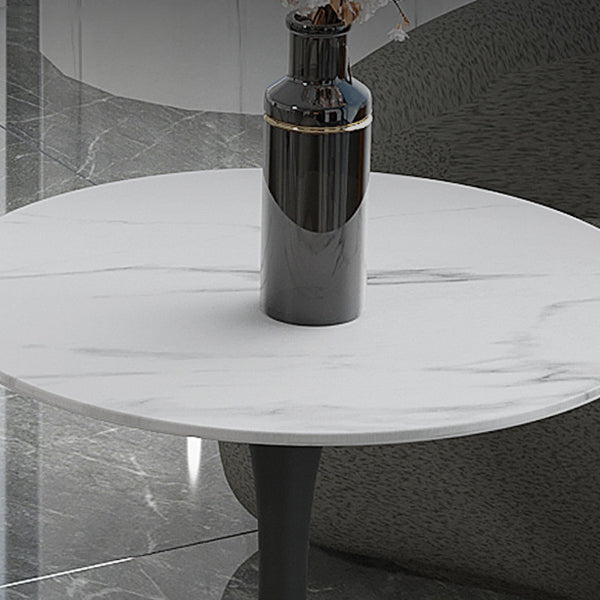 Metal Traditional Luxury Round Table White Sintered Stone Indoor Table for Home