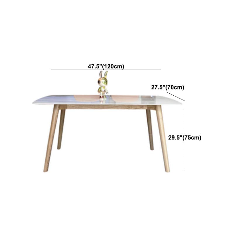Modern Stone Top Dinner Table Natural Finish Legs Dinner Room Kitchen Table