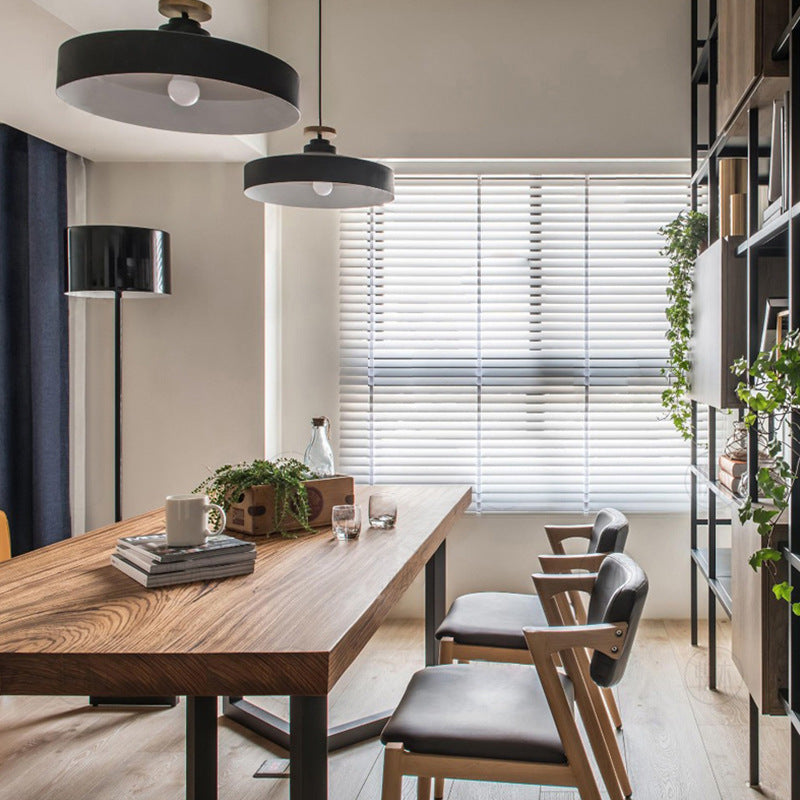 Rectangle Table  Industrial Solid Wood Top Dining Table with Metal Base