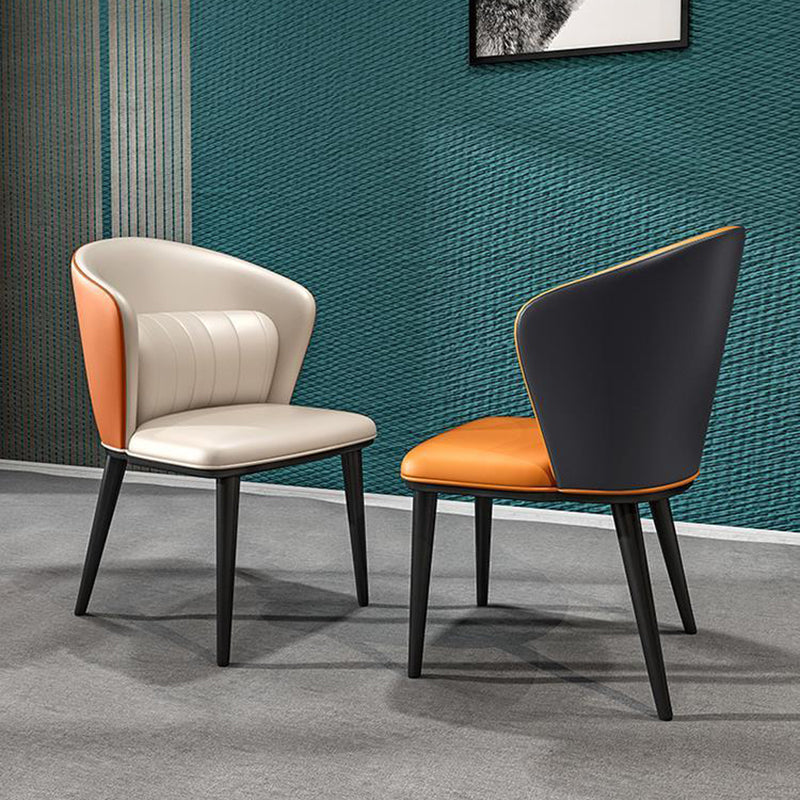 Modern Faux Leather Dining Chairs Wingback Armless Dining Side Chair