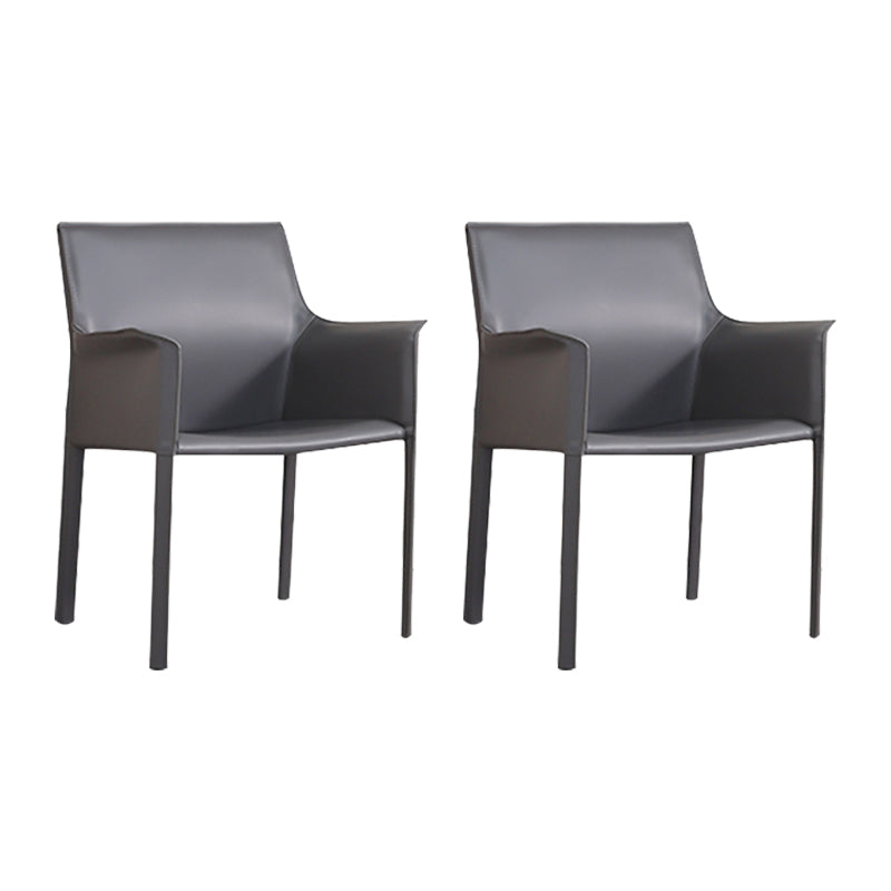 Modern Faux Leather Dining Chairs Solid Back Home Arm Side Chair