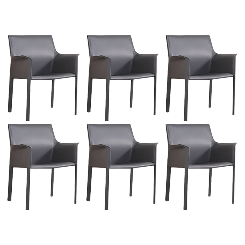 Modern Faux Leather Dining Chairs Solid Back Home Arm Side Chair