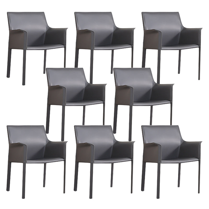 Modern Faux Leather Dining Chairs Solid Back Home Arm Side Chair