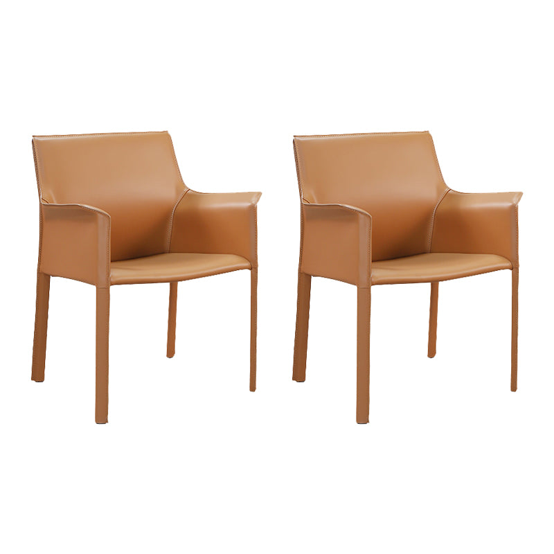 Modern Faux Leather Dining Chairs Solid Back Home Arm Side Chair