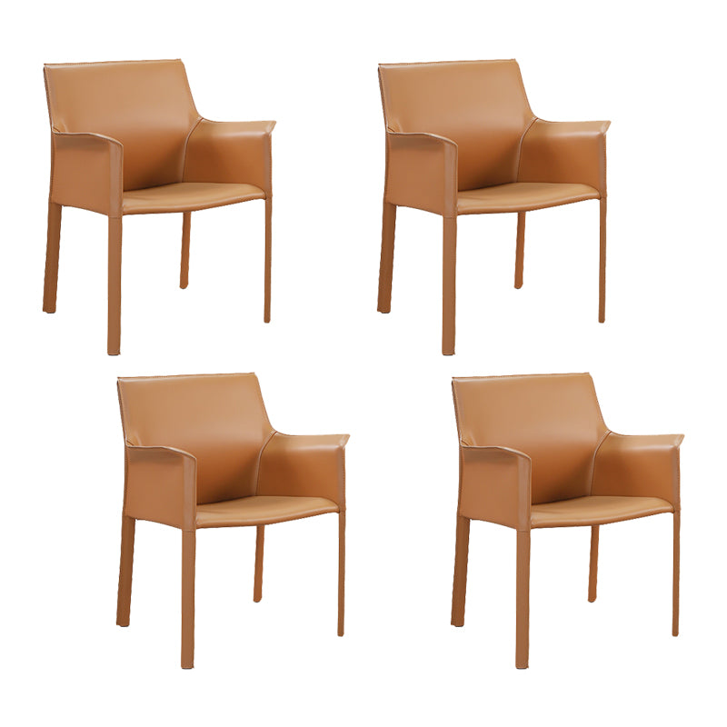 Modern Faux Leather Dining Chairs Solid Back Home Arm Side Chair