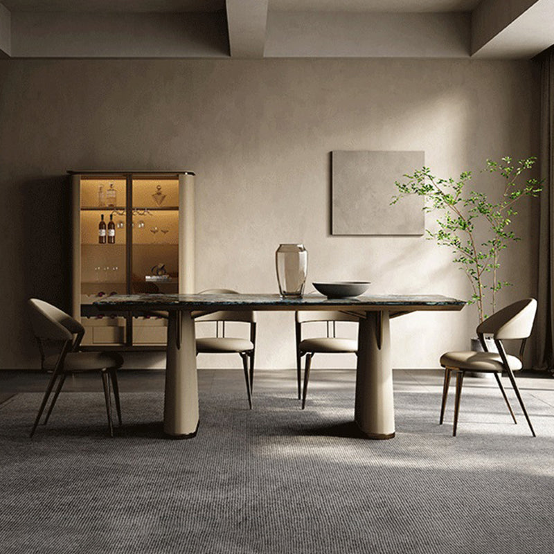 Glam Style Armless Dining Chairs Faux Leather Open Back Side Chair