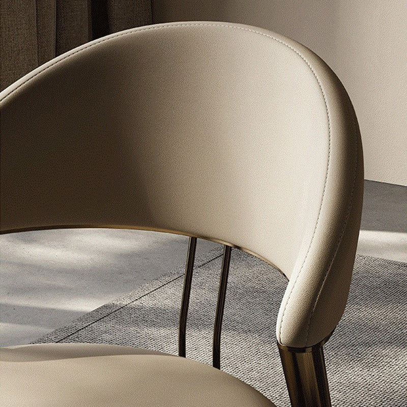 Glam Style Armless Dining Chairs Faux Leather Open Back Side Chair