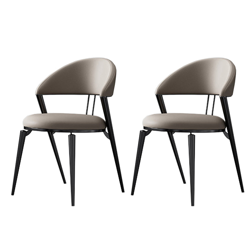 Glam Style Armless Dining Chairs Faux Leather Open Back Side Chair