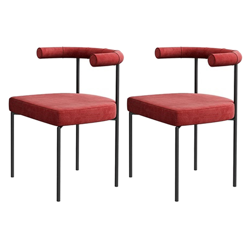 Black Iron Legs Dining Chairs Modern Armless Side Chair for Home