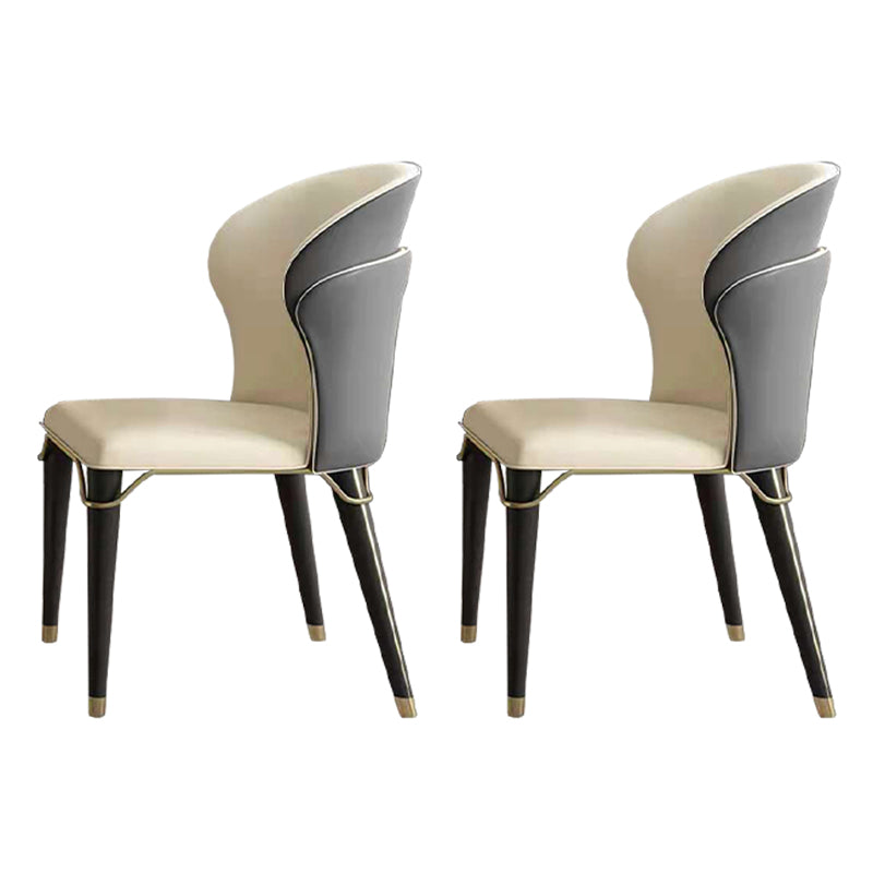 Contemporary Oak Wood Wingback Chair Matte Finish Faux Leather Chair with Black Legs