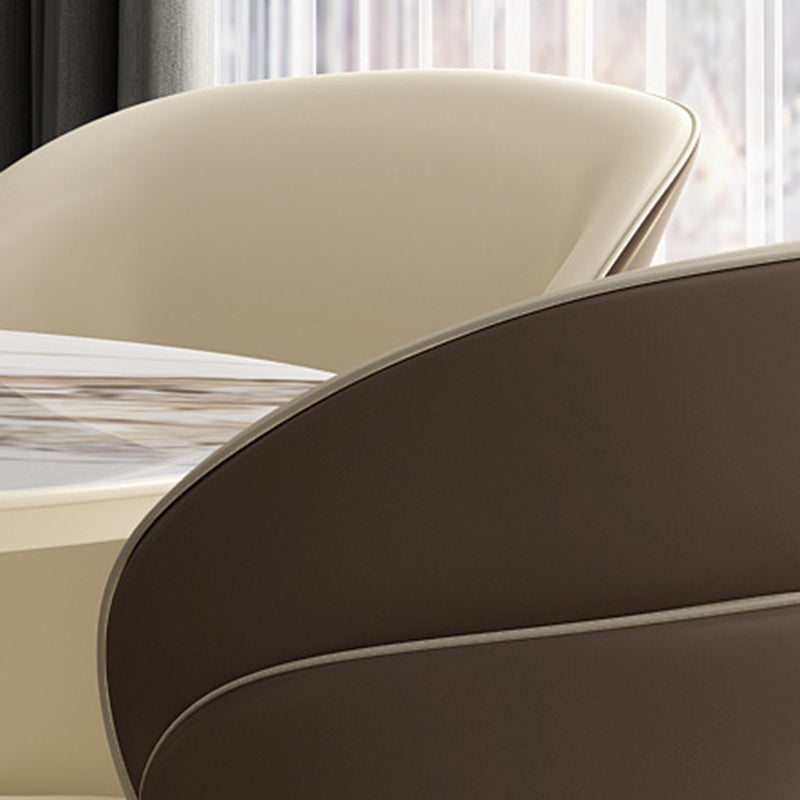 Contemporary Oak Wood Wingback Chair Matte Finish Faux Leather Chair with Black Legs