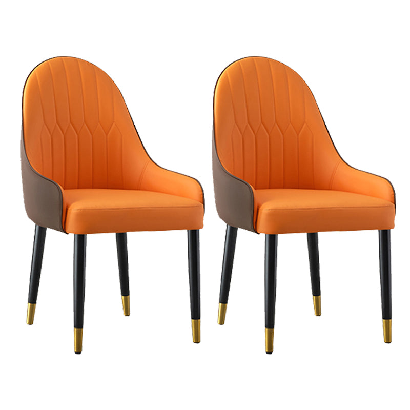 Glam Style Parsons Dining Chairs Faux Leather Armless Side Chair