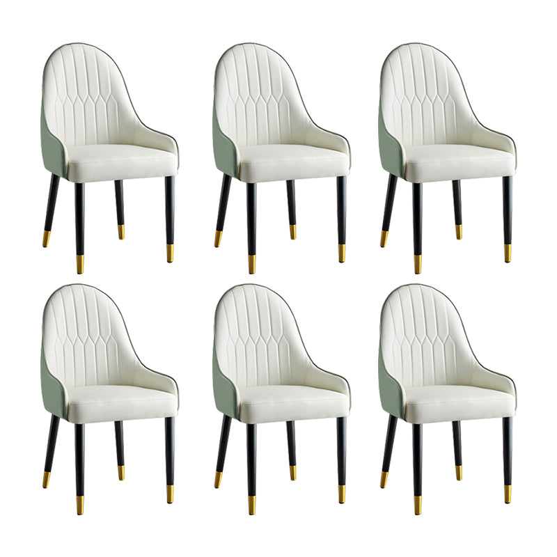 Glam Style Parsons Dining Chairs Faux Leather Armless Side Chair