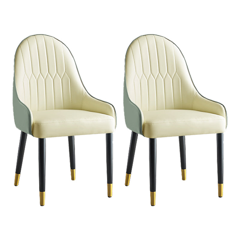 Glam Style Parsons Dining Chairs Faux Leather Armless Side Chair