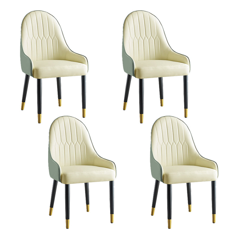 Glam Style Parsons Dining Chairs Faux Leather Armless Side Chair