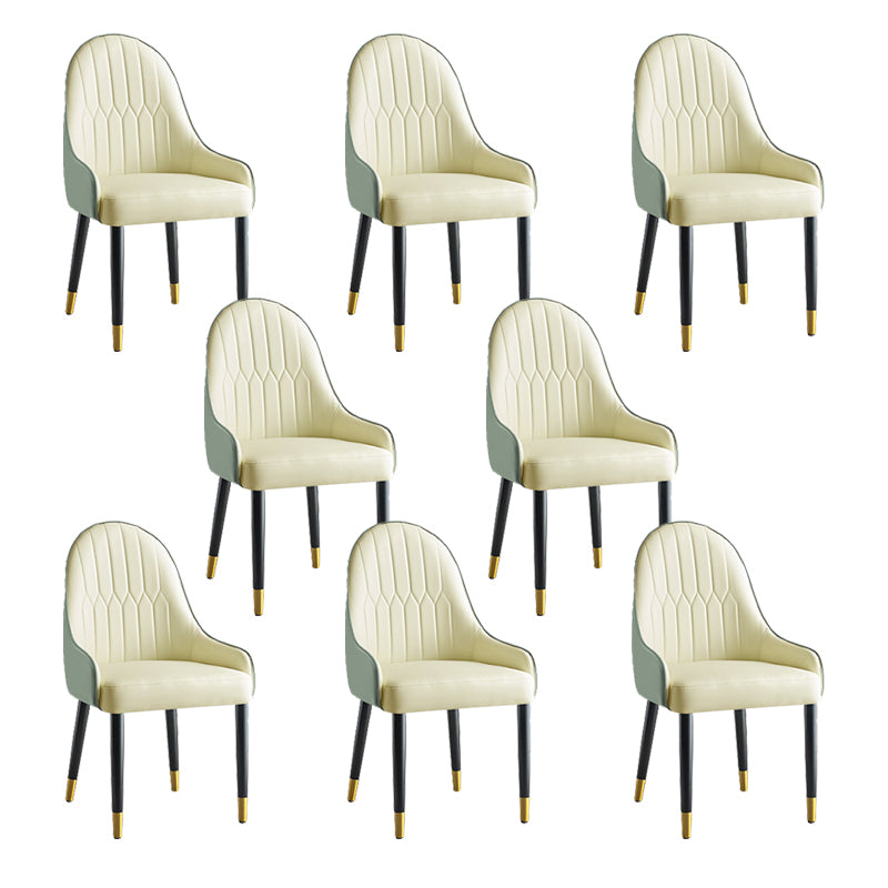 Glam Style Parsons Dining Chairs Faux Leather Armless Side Chair