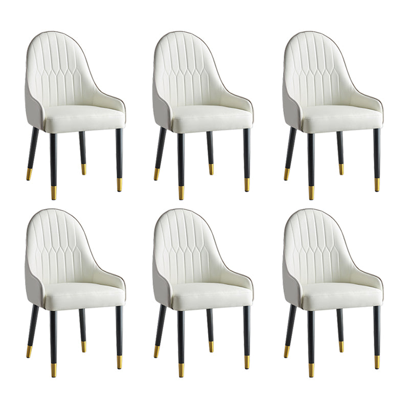 Glam Style Parsons Dining Chairs Faux Leather Armless Side Chair