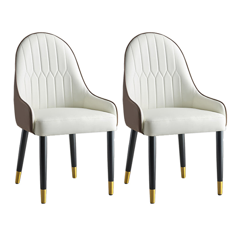 Glam Style Parsons Dining Chairs Faux Leather Armless Side Chair