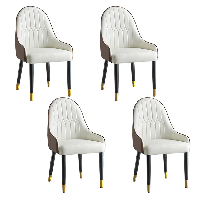 Glam Style Parsons Dining Chairs Faux Leather Armless Side Chair