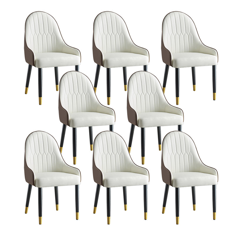 Glam Style Parsons Dining Chairs Faux Leather Armless Side Chair