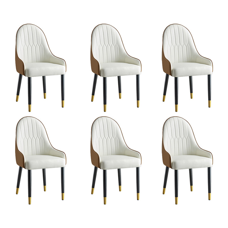 Glam Style Parsons Dining Chairs Faux Leather Armless Side Chair