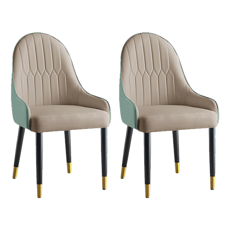 Glam Style Parsons Dining Chairs Faux Leather Armless Side Chair