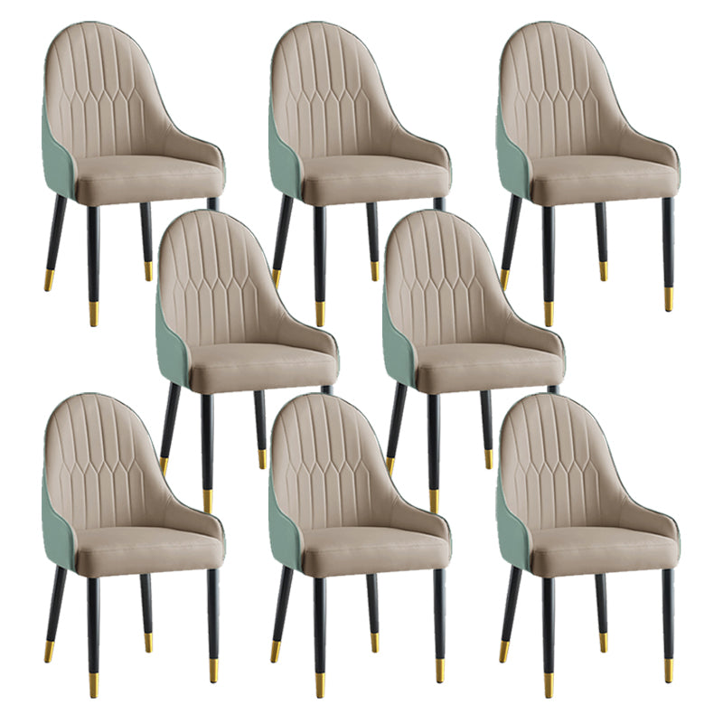 Glam Style Parsons Dining Chairs Faux Leather Armless Side Chair