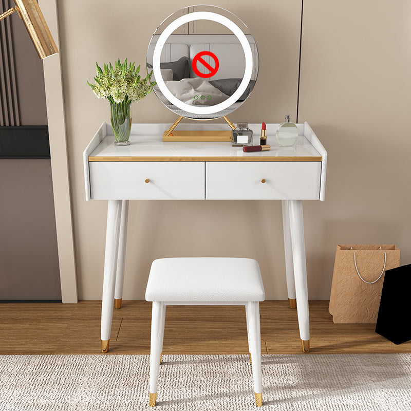 31.5" W Makeup Vanity Table Set in White with 2 Storage Drawers