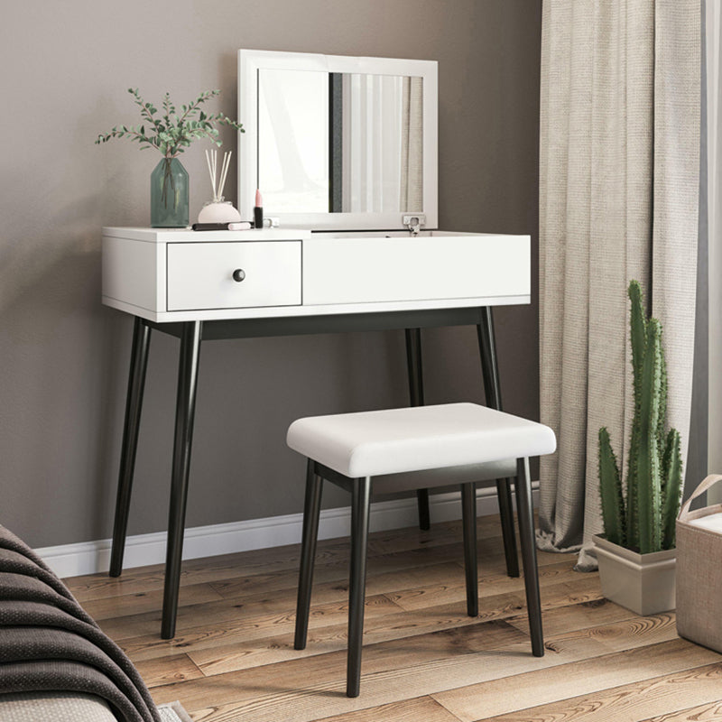 White Flip-Top Makeup Vanity Set Modern 29.53" H Dresser with Storage