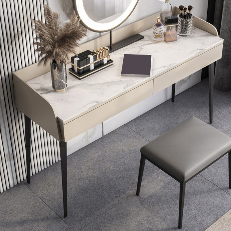 Contemporary Stone Top Vanity Set 2 Storage Drawers With Stool - 33.46" H