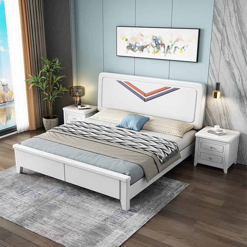 Contemporary Standard Bed Solid Wood Panel Bed with Headboard