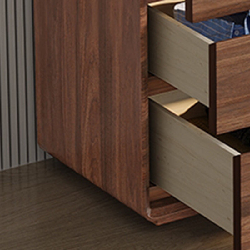 Modern Rectangle Cabinet Brown Wood Side Cabinet with Drawer