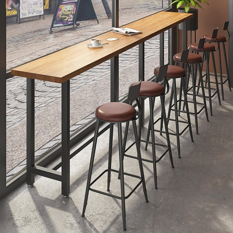 Modern 1/7 Pieces Bar Table Set Rectangle Wood Counter Table with High Stools for Cafe