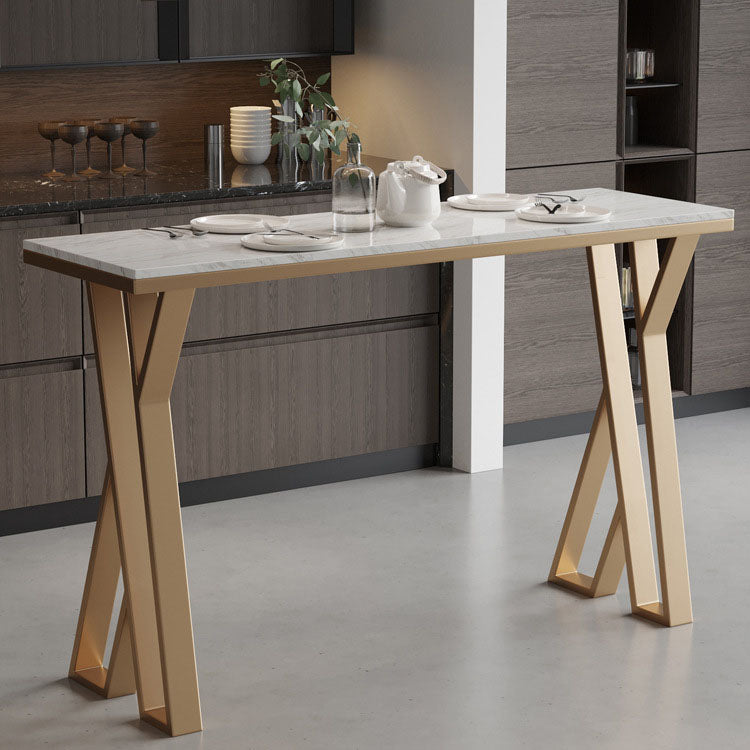 Glam Style Bar Table Set 1/2/5 Pieces Rectangle Bar Table with Metal High Stools for Home