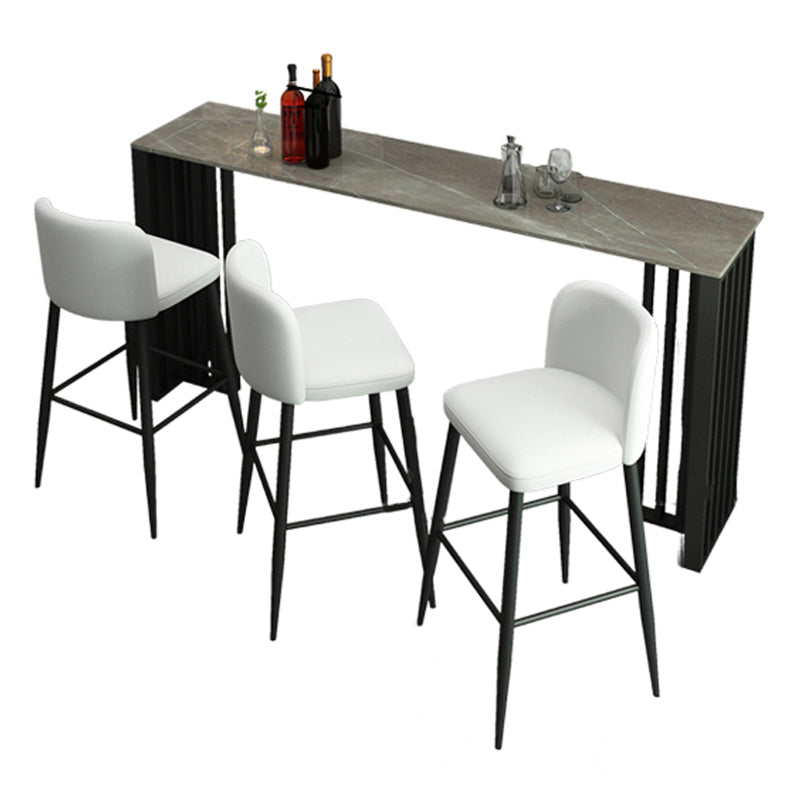 Industrial 1/2/4 Pieces Bar Table Set Rectangle Bar Table with High Metal Stools