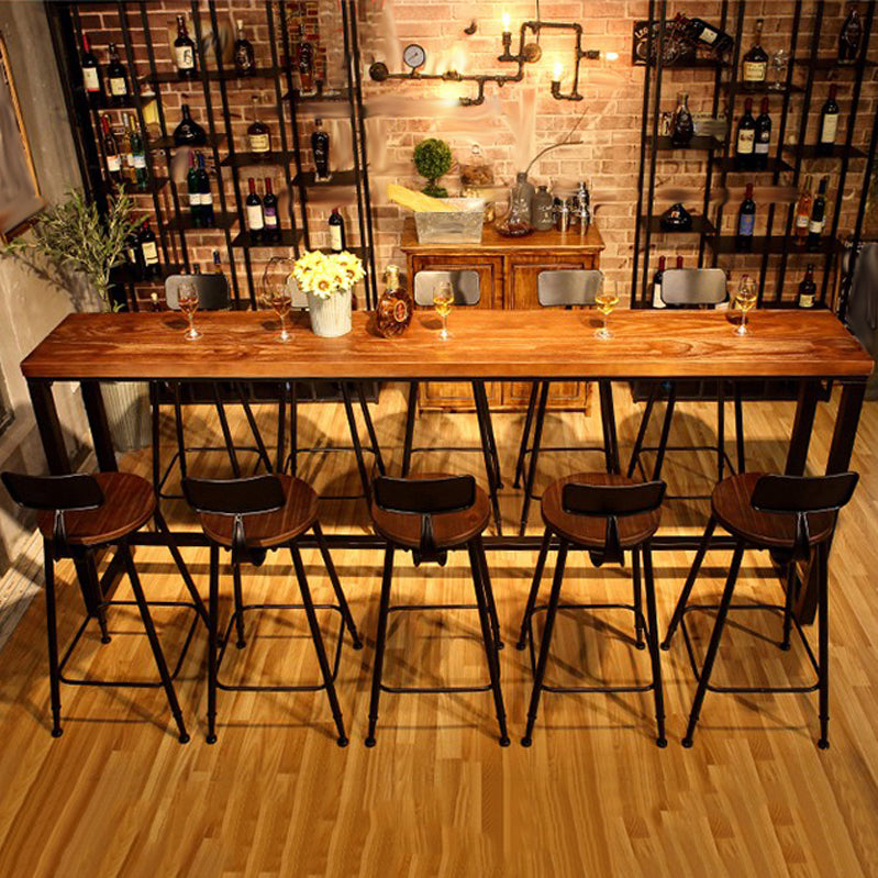 Industrial 1/2/6/11 Pieces Solid Wood Bar Table Set Fixed Counter Set