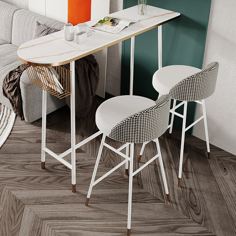 Indoor 1/2/3 Pieces Table and Stool Set Glam Trestle Stone Top Bar Table Set