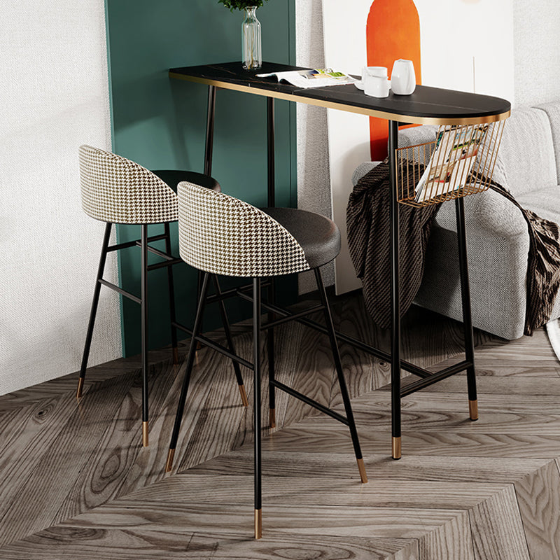 Indoor 1/2/3 Pieces Table and Stool Set Glam Trestle Stone Top Bar Table Set