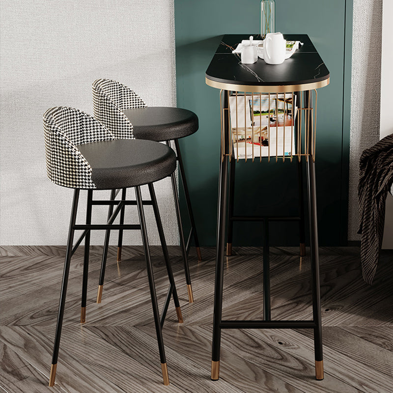 Indoor 1/2/3 Pieces Table and Stool Set Glam Trestle Stone Top Bar Table Set