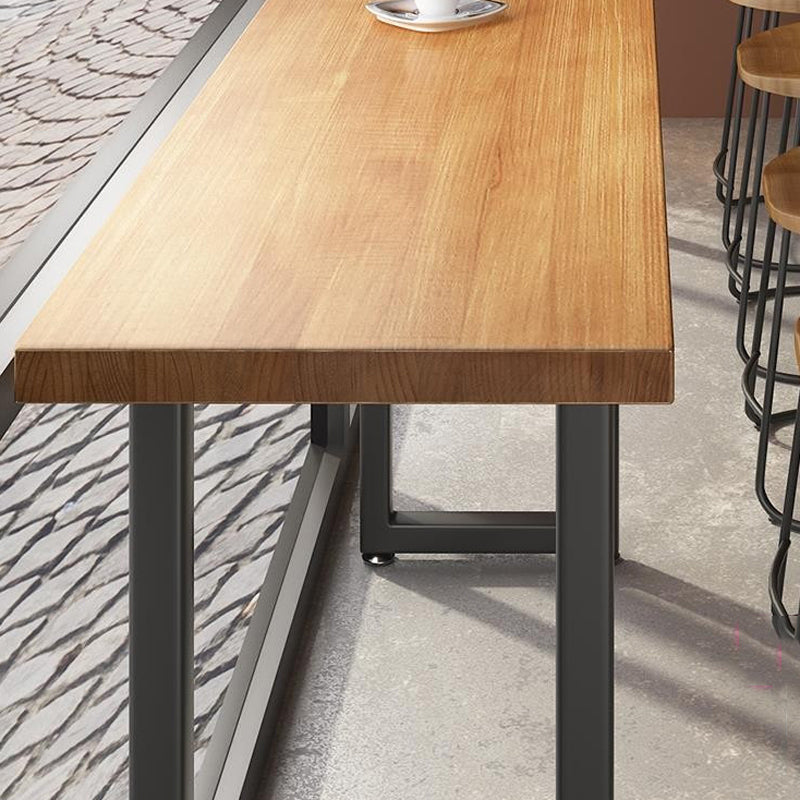Modern Bar Table Set 1/7 Pieces Rectangle Wood Counter Table with Stools for Balcony